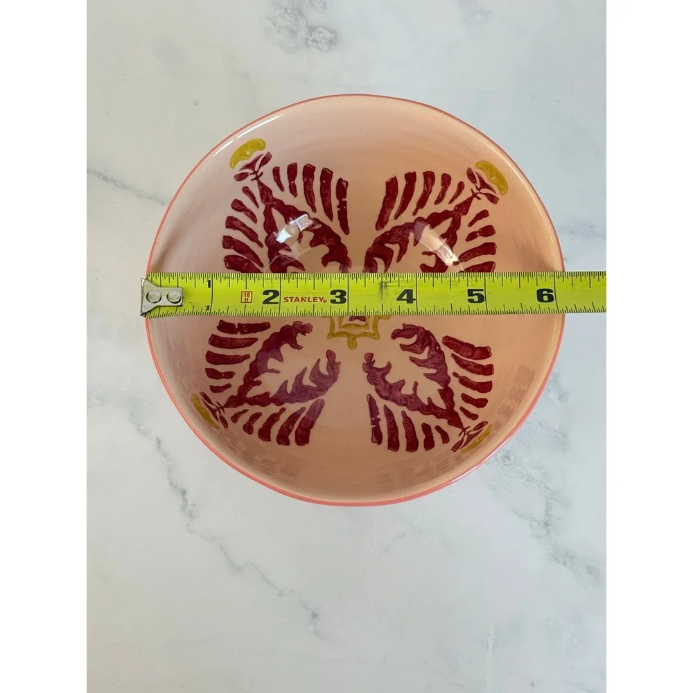 Hand Painted by Anthropologie Pink and Red Block Print 6